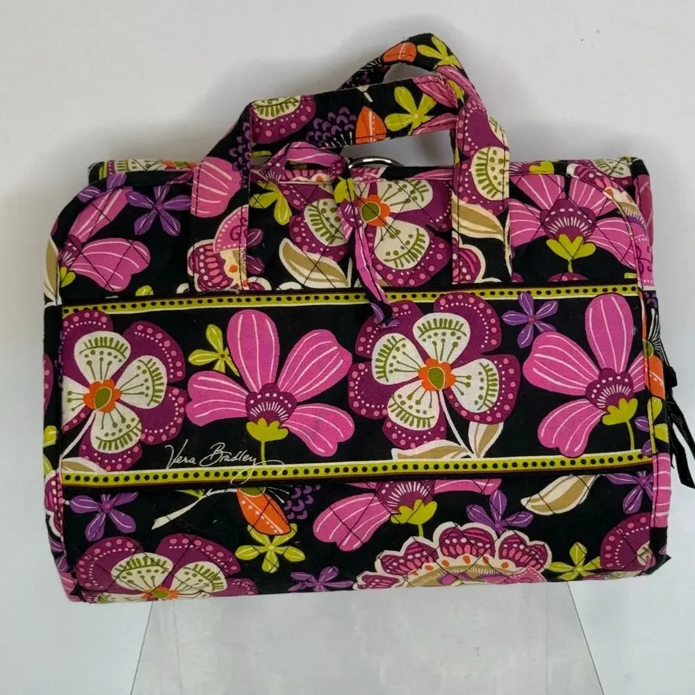 Vera Bradley Travel Bag Flutterby Pink Purple Black Hanging Accessory Carryall